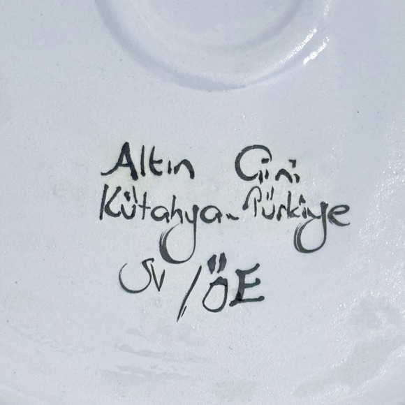 Turkish Altin Cini Handpainted Traditional Kutahya Folk Art Plate 9" Square Rare - Picture 7 of 9